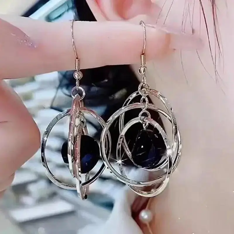 Summer Fashion Multicolor Three Circles Popular Gold Women Jewelry Cute Colorful Drop Earrings Accessorie Girl Jewelry Gifts