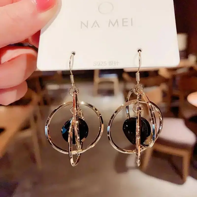 Summer Fashion Multicolor Three Circles Popular Gold Women Jewelry Cute Colorful Drop Earrings Accessorie Girl Jewelry Gifts