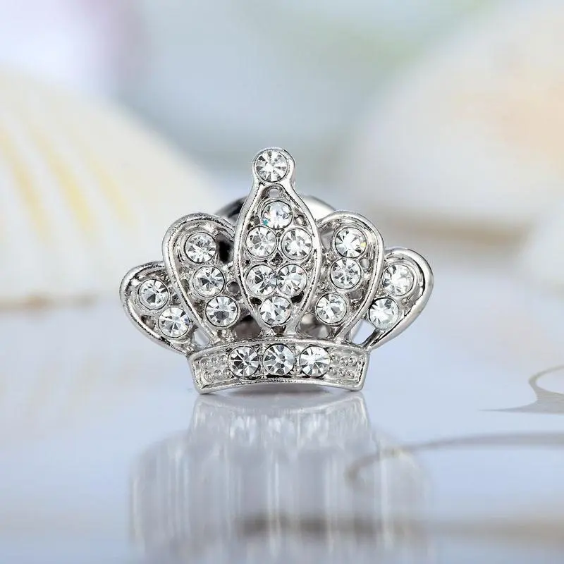 1 Pcs 2025 Hot Sale Pretty Unisex Women Men Crown Brooch Rhinestones Crystal Breastpin Collar Pin Jewelry Gifts 2 Colors