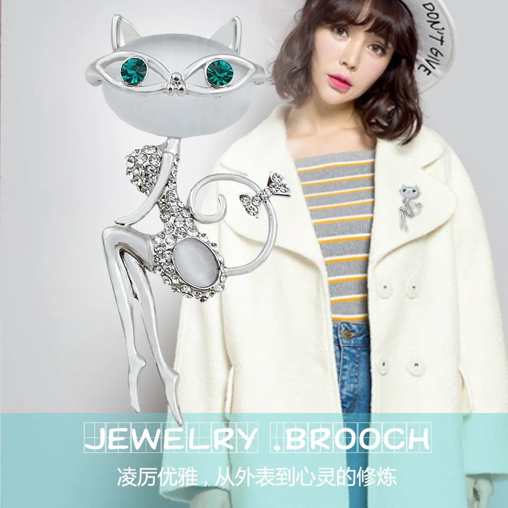 Fashionable Cartoon Glasses Persian Cat Cute Brooch Original Design Brooch Creative Cat Brooch Women Dress Accessory Decorative