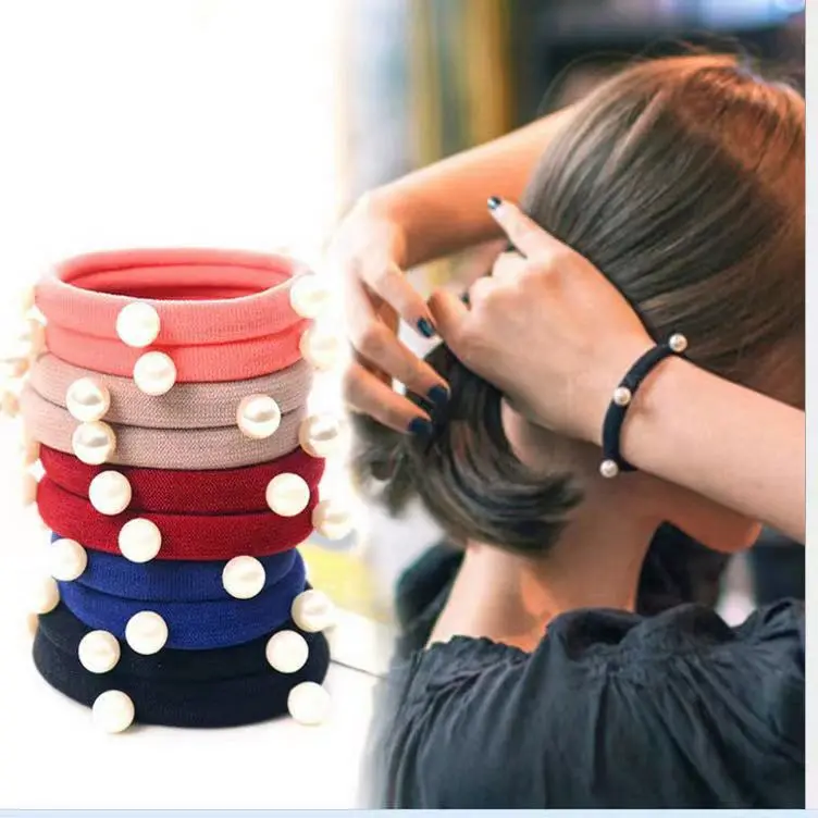 Many People Like 10PCS Pearl Basic Elastic Hair Bands Korean Style Pearl Seamless Towel Ring Rope Hair Accessory Kids Hair Decor
