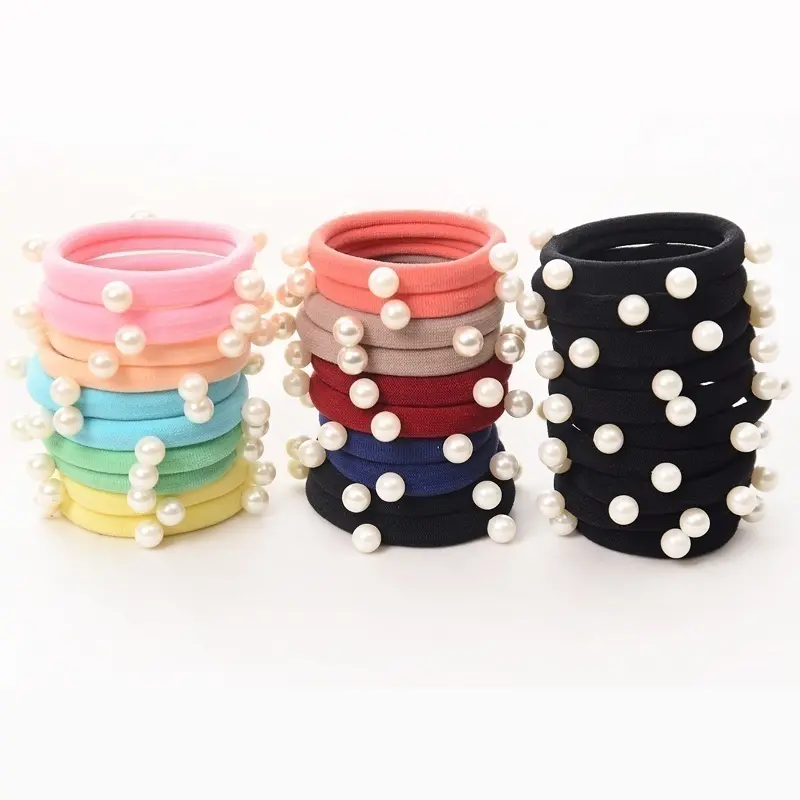 Many People Like 10PCS Pearl Basic Elastic Hair Bands Korean Style Pearl Seamless Towel Ring Rope Hair Accessory Kids Hair Decor