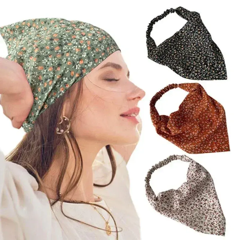 Floral Kerchief Headwear Wrist Head Wrap Scarf Triangular Headscarf Accessories Hair Band Fashion Design Women Hat Creative Gift