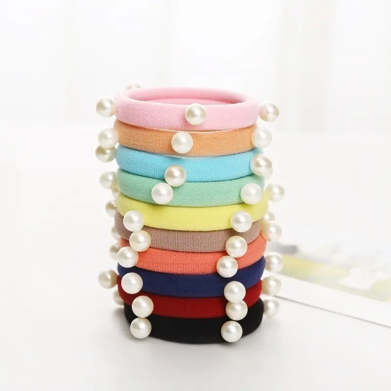 Many People Like 10PCS Pearl Basic Elastic Hair Bands Korean Style Pearl Seamless Towel Ring Rope Hair Accessory Kids Hair Decor
