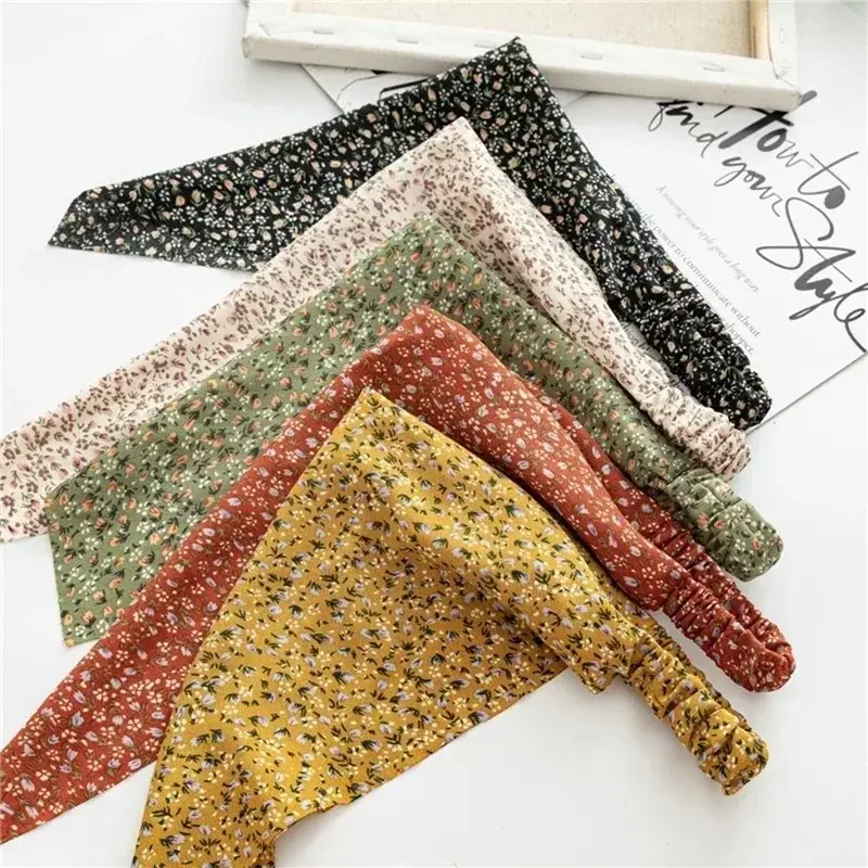 Floral Kerchief Headwear Wrist Head Wrap Scarf Triangular Headscarf Accessories Hair Band Fashion Design Women Hat Creative Gift
