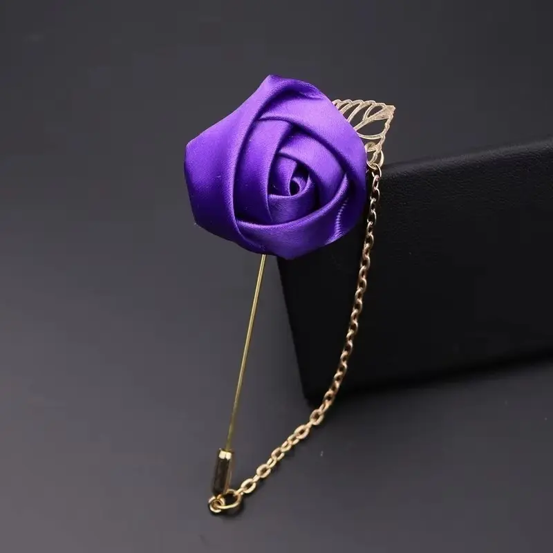 For Women and Men Clothing Dress Accessories 1pcs Men's Suit Rose Flower Brooches Pins Canvas Fabric Ribbon Tie  Brooch