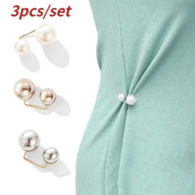 3Pcs/Set Double Pearl Brooch Pins Anti-fade Exquisite Elegant Brooches For Women Sweater Cardigan Clip Coat Summer Dress Jewelry