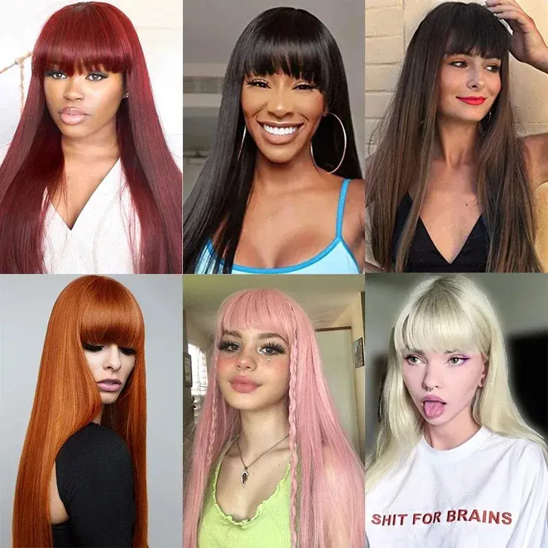 New European American Women's Long Bangs Straight Hair High-temperature Silk Synthetic Fiber Headband Available Multiple Colors