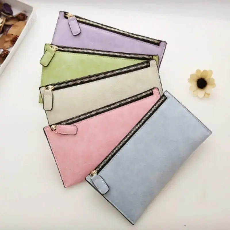 Japanese and Korean First-layer Cowhide Long Zipper Womens Wallet Genuine Leather Large Banknote Nappa Pattern Zipper Bag