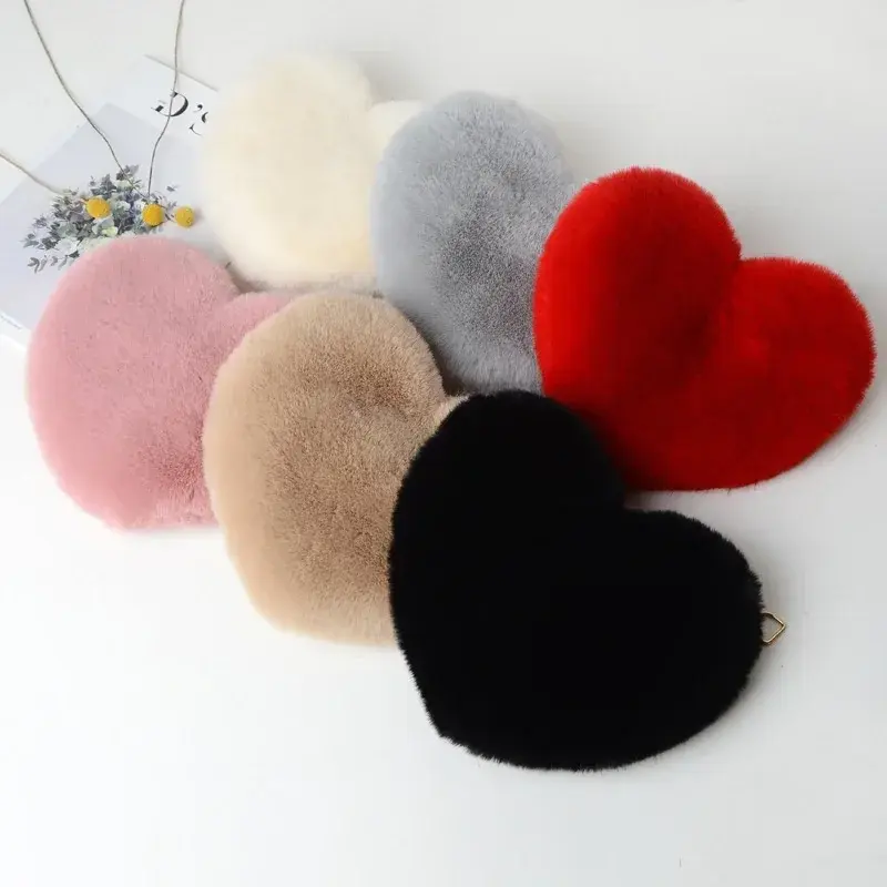 Women's Handbags Winter Fashion Faux Fur Heart Bag For Women Handbag Shoulder Bag Messenger Crossbody Bag Gift Pretty Ladies Bag