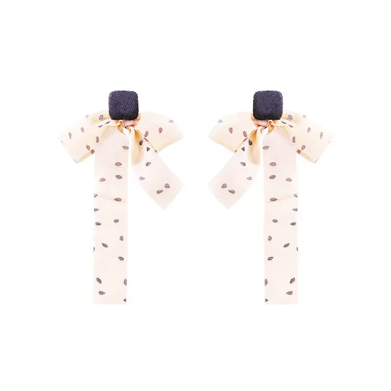 French Polka Dot Bow Earrings Fashion Simple HongKong Style Ribbon Earrings Women Sexy Elegant Jewelry Pendant Earring Wholesale