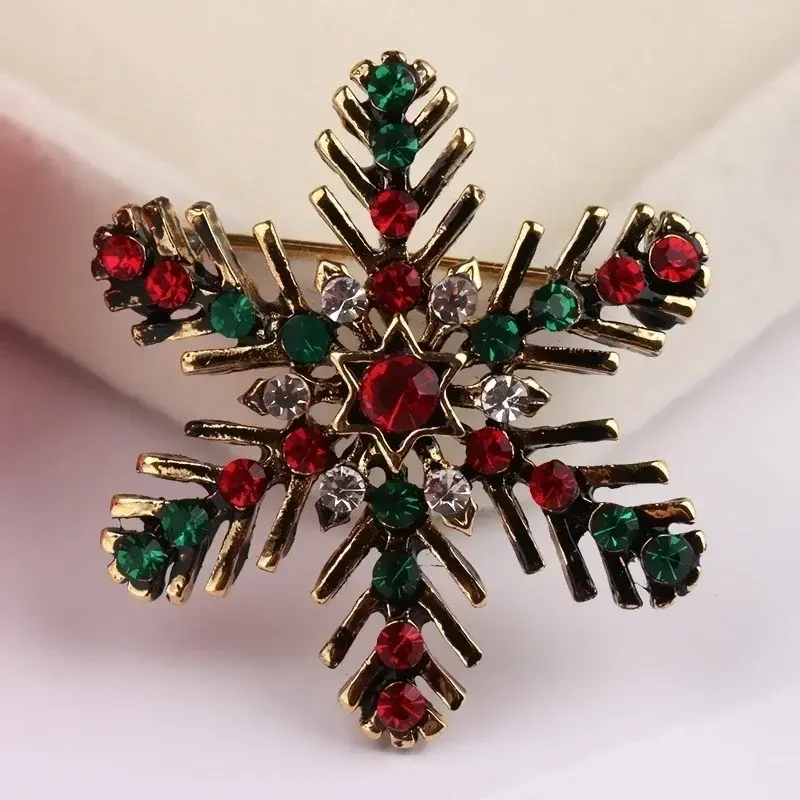 1 Pcs Christmas Snowflake Brooch Colored Pin Set Decorative Corsage Suitable Clothes Dress Decor Popular Jewelry Decorative