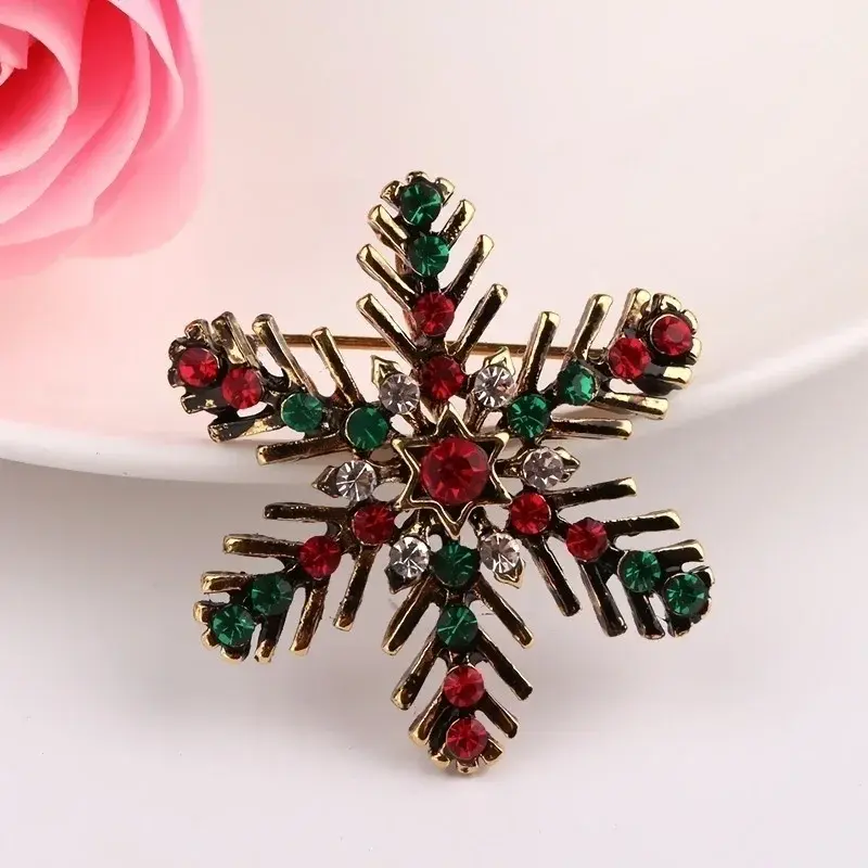 1 Pcs Christmas Snowflake Brooch Colored Pin Set Decorative Corsage Suitable Clothes Dress Decor Popular Jewelry Decorative