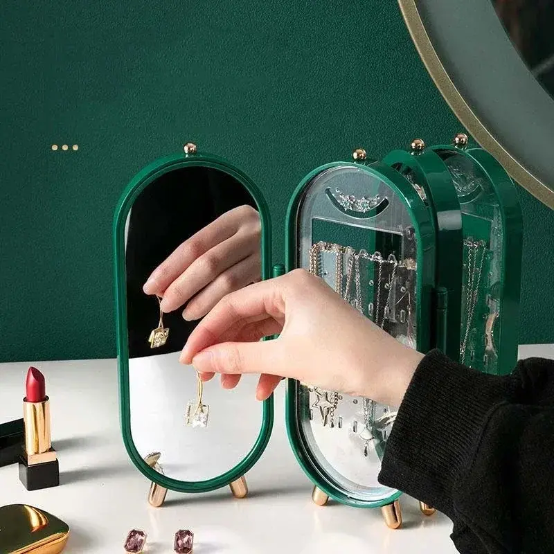 240 Holes Large Jewelry Storage Box Earring Display Stand Bracelet Necklace Storage Box Foldable Portable Plastic Box 4 Doors