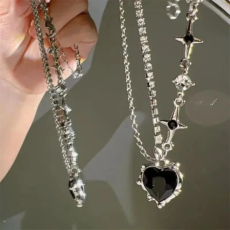 1 Pcs Gradient Purple Zircon Star Heart Necklace Crystal Cross Star Chain Choker Irregular Necklaces Jewelry Pretty Lady Jewelry