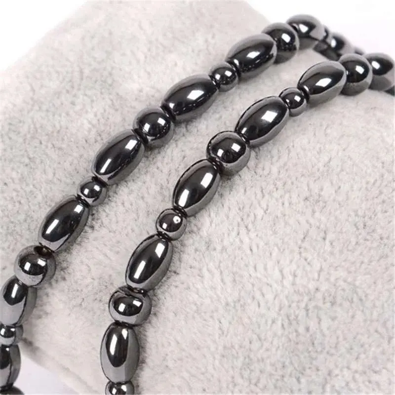 Fashion Jewelry Accessories for Women Fashion Biology Magnetic Round Black Stone Anklet Magnetic Simple Healthy Weight Loss