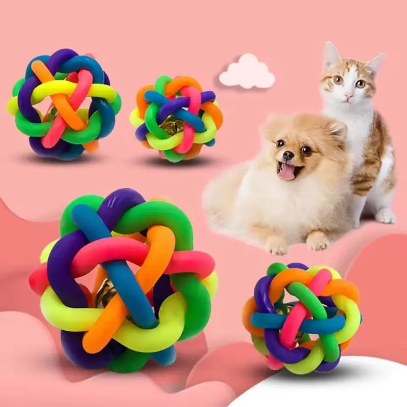 1PVC Material Color Ringtone Toy Ball Colorful Training Chew Ball Ringtone Squeaking Sound Pet Cat Dog Interactive Toy Supplies