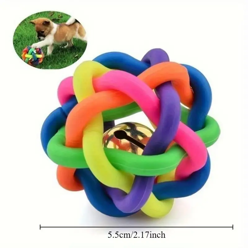 1PVC Material Color Ringtone Toy Ball Colorful Training Chew Ball Ringtone Squeaking Sound Pet Cat Dog Interactive Toy Supplies