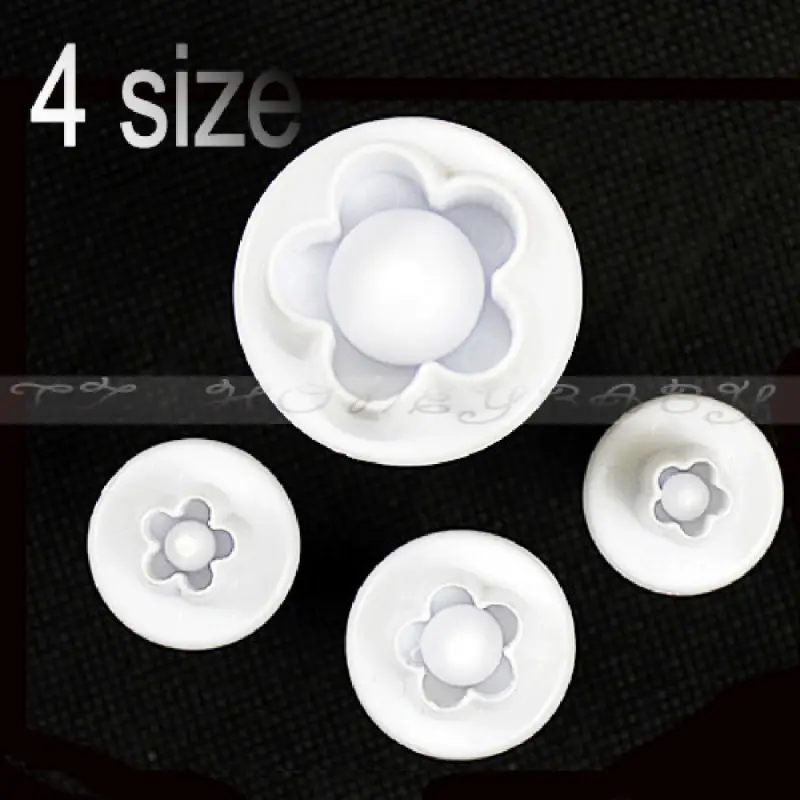Hot Sale 4Pcs/Set Plum Flower Plunger Fondant Mold Cutter Cake Tools Decorating Christmas Cake Decor Home Kitchen Baking Tool