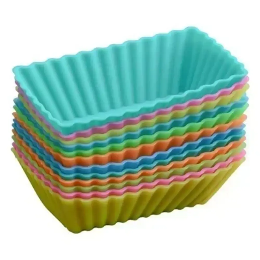 10 PCS Random Color Chocolate Cake Mold Rectangular Silicone Soap Mold Creative Design Diy Household Kitchen Baking Supplies
