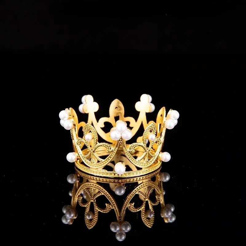 new Mini Crown Cake Decoration Princess Topper Pearl Tiara Childrens Hair Accessories Wedding Kids Birthday Party Decorative