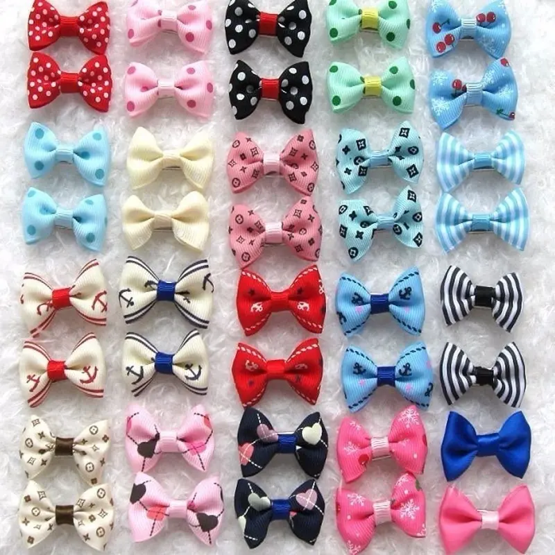 5PCS Lot Colorful Bow Hairpin For Cats Dog Headdress Hair Bows Dog Pet Accessory Puppy Accessory Color Random Home Pet Supplies