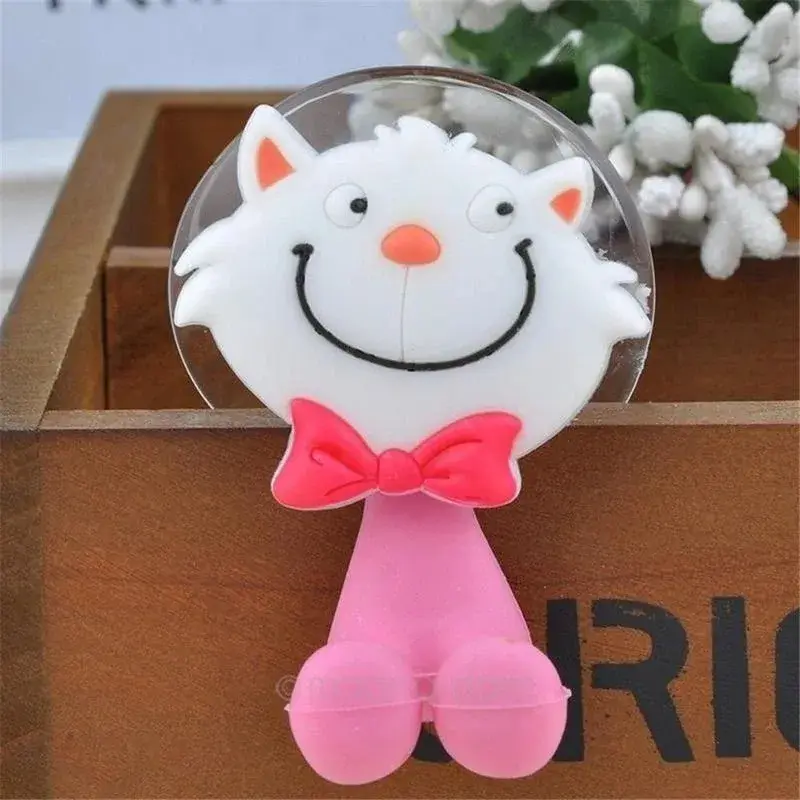 New Suction Cup Toothbrush Holder Wall Mounted Cute Cartoon Cat Frogs Pig Bathroom Toothbrush Suction Cup Toothpaste Hanger Rack