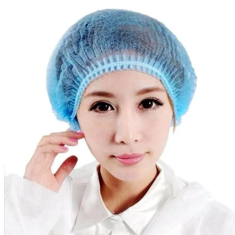 10PCS Disposable Hair Shower Cap Non Woven Pleated Anti Dust Hat Hotel Supplies Set Blue Suitable Home Bathroom Supplies