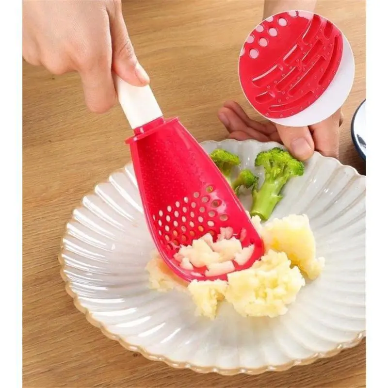 New Multifunctional Kitchen Cooking Spoon Heat-resistant Hanging Hole Innovative Potato Garlic Press Colander Tableware Tool