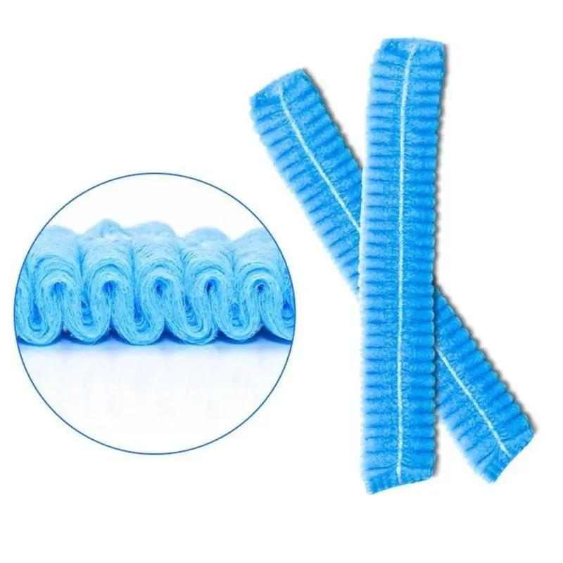 10PCS Disposable Hair Shower Cap Non Woven Pleated Anti Dust Hat Hotel Supplies Set Blue Suitable Home Bathroom Supplies