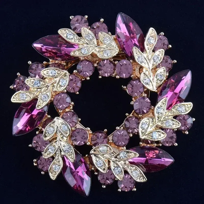 Women Concise Fashion Rhinestone Crystal Flower Wedding Bridal Bouquet Brooch Pins Brooches Accessories Creative Gift Decorative