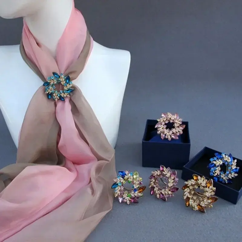 Women Concise Fashion Rhinestone Crystal Flower Wedding Bridal Bouquet Brooch Pins Brooches Accessories Creative Gift Decorative