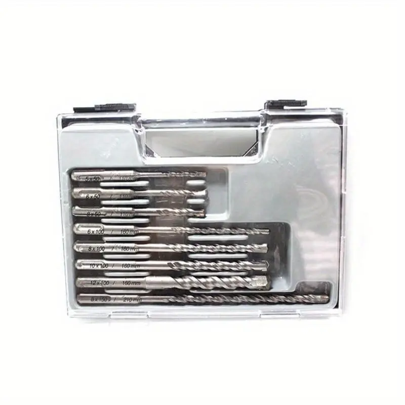 8Pcs Rotary Hammer Drill Bit Set 3/16" 1/4" 5/16" 3/8" and 1/2" SDS Drill Bits for Masonry Concrete Block Brick Stone Percussion