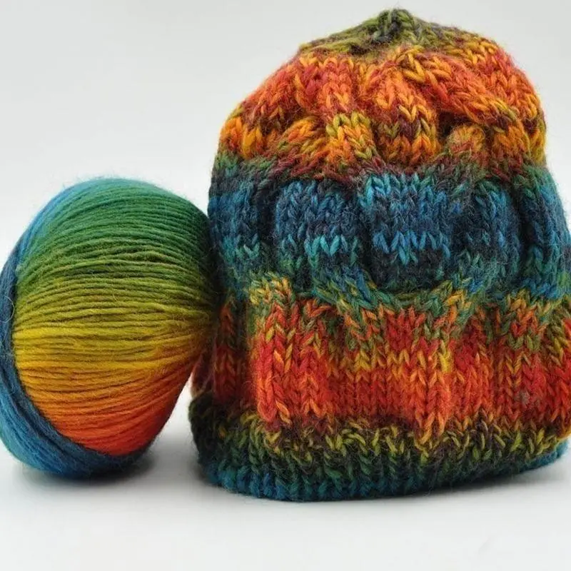 5 Rolls 50g/ball Worsted Section-dyed Rainbow Yarn 100% Pure Wool Yarn DIY Hand Knitting Crochet Shawl Scarf Thread Home Goods