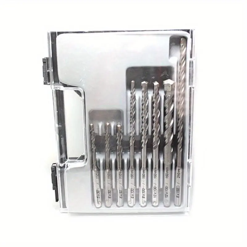 8Pcs Rotary Hammer Drill Bit Set 3/16" 1/4" 5/16" 3/8" and 1/2" SDS Drill Bits for Masonry Concrete Block Brick Stone Percussion