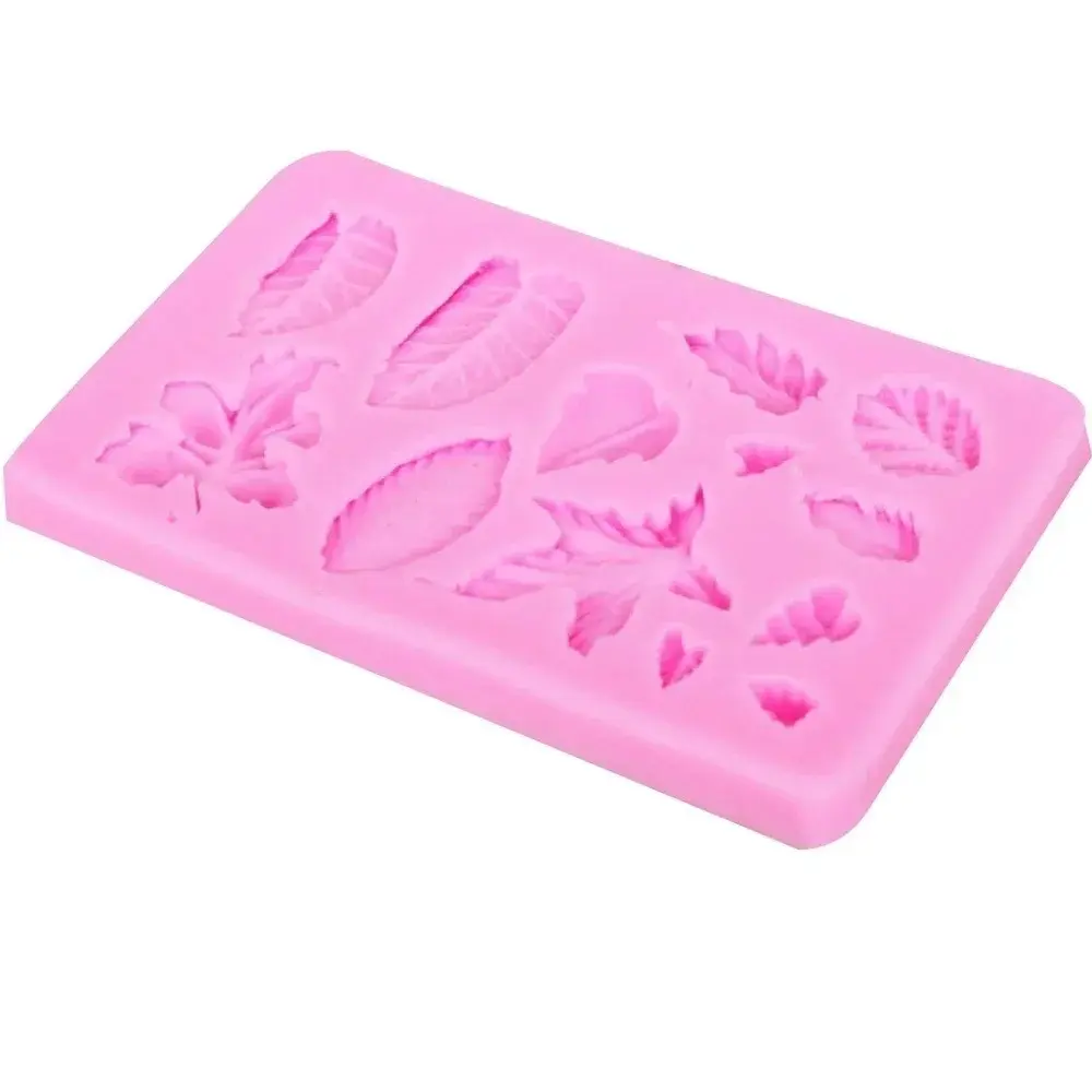 New Pink Color Handmade Mold Maple Rose Leaf Cake Border Silicone Mold Christmas Cupcake Fondant Decor Chocolate Candy Mould