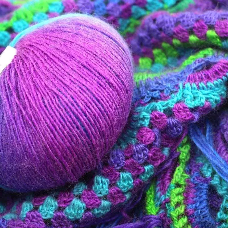 5 Rolls 50g/ball Worsted Section-dyed Rainbow Yarn 100% Pure Wool Yarn DIY Hand Knitting Crochet Shawl Scarf Thread Home Goods