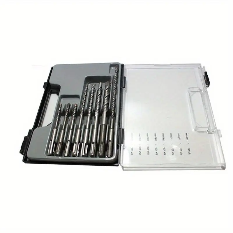 8Pcs Rotary Hammer Drill Bit Set 3/16" 1/4" 5/16" 3/8" and 1/2" SDS Drill Bits for Masonry Concrete Block Brick Stone Percussion