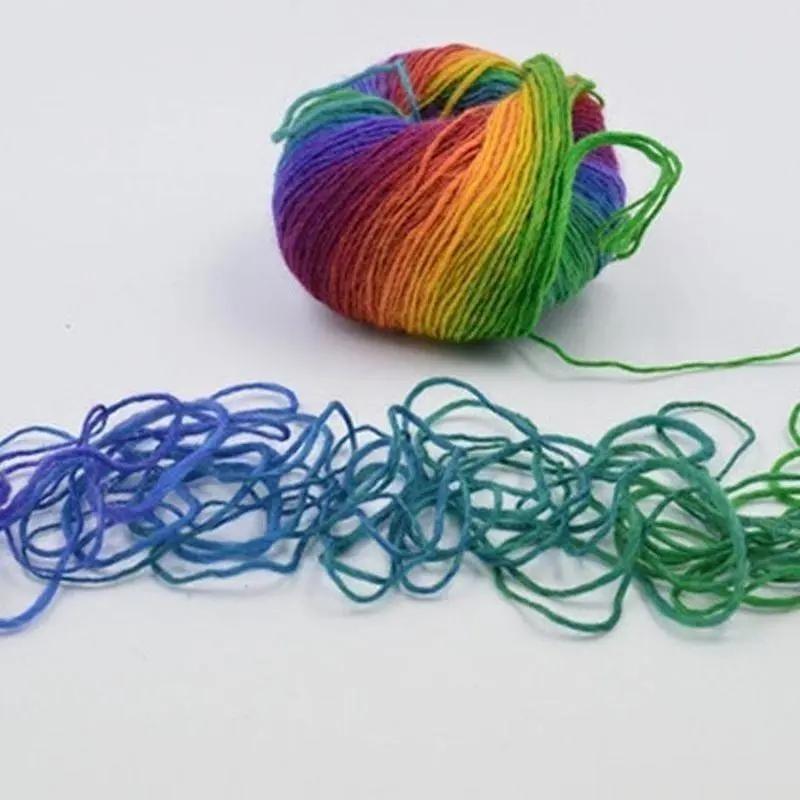 5 Rolls 50g/ball Worsted Section-dyed Rainbow Yarn 100% Pure Wool Yarn DIY Hand Knitting Crochet Shawl Scarf Thread Home Goods