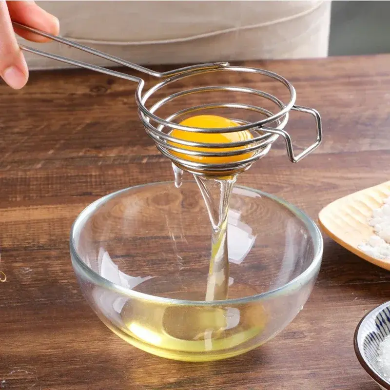 With Long Handle Household Egg Tool Kitchen Accessories Portable Spiral Stainless Steel Egg White Separator Yolk Separator