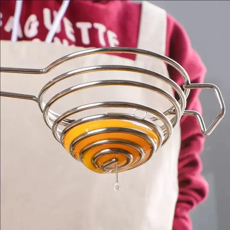 With Long Handle Household Egg Tool Kitchen Accessories Portable Spiral Stainless Steel Egg White Separator Yolk Separator