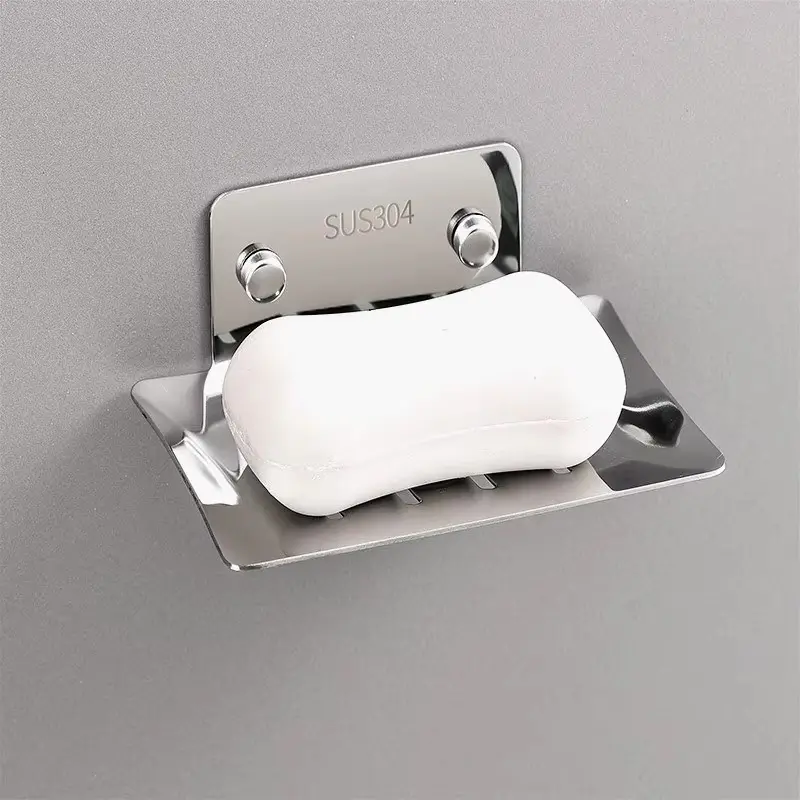 New Soap Dish Tray Soap Holder Wall-mounted Non-porous Drain Soap Dish For Holding Soaps Household Bathroom Portable Soaps Dishe