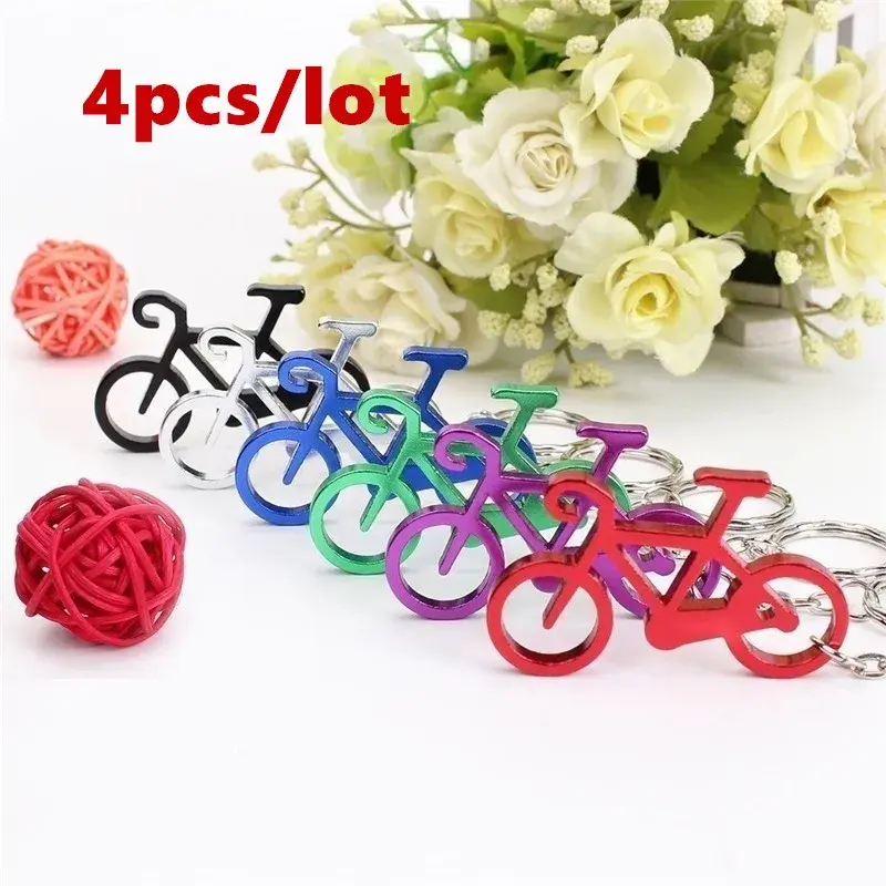 New 4pcs/lot Outdoor EDC Multi Bike Keychain Key Ring Bottle Wine Beer Opener Tool Muilti Colors Beer Opener Kitchen Accessories