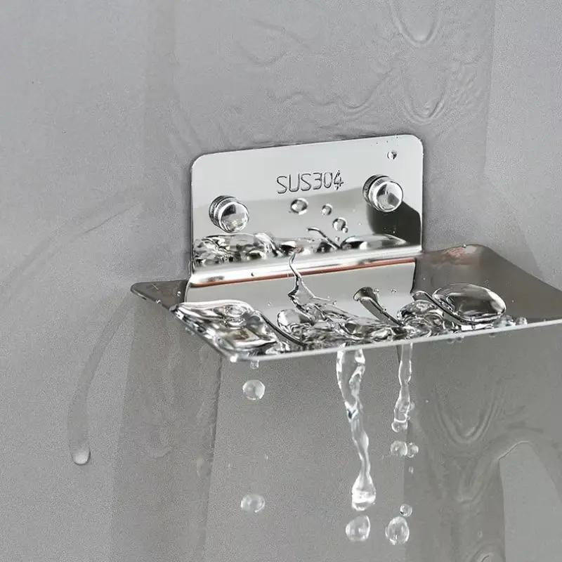 New Soap Dish Tray Soap Holder Wall-mounted Non-porous Drain Soap Dish For Holding Soaps Household Bathroom Portable Soaps Dishe