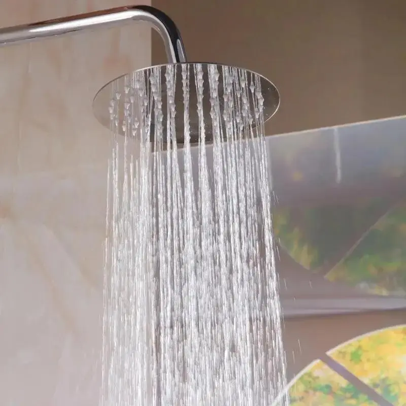 8 Stainless Steel High Quality Square Top Rainfall Shower Head Big Round Shower Head Suitable Household Bathroom Supplies Tools