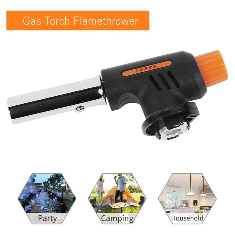 Automatic Ignition Baking Welding Tool Gas Blowtorch Flamethrower Butane Burner Suitable for Barbecue Camping Outdoor Flame Gun
