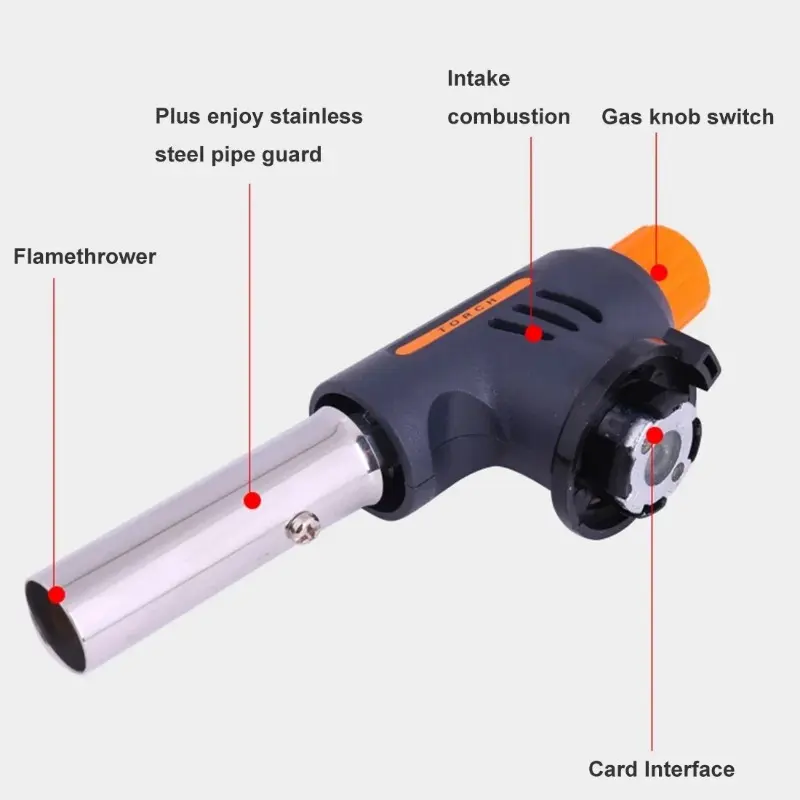 Automatic Ignition Baking Welding Tool Gas Blowtorch Flamethrower Butane Burner Suitable for Barbecue Camping Outdoor Flame Gun
