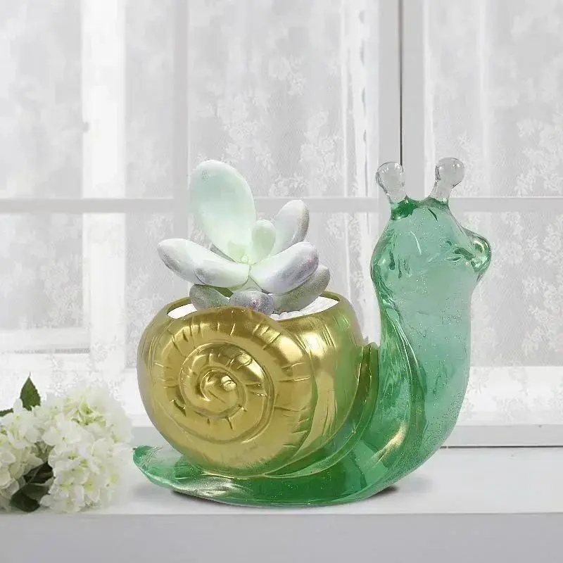 New Cute Handmade Snail Shape Molds Creative Crystal Glue Silicone Mold Flower Potted Desktop Storage Box DIY Resin Plaster Mold