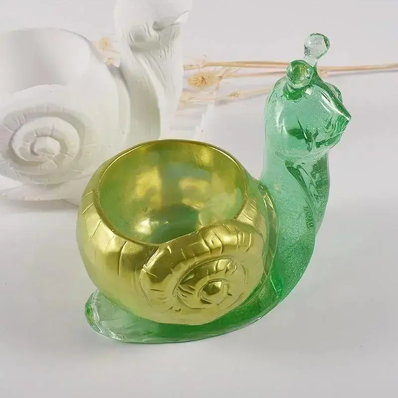 New Cute Handmade Snail Shape Molds Creative Crystal Glue Silicone Mold Flower Potted Desktop Storage Box DIY Resin Plaster Mold