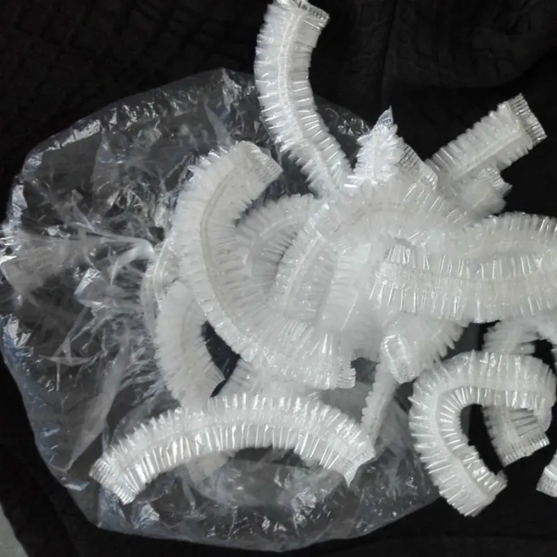 New 100pcs Elastic Waterproof Adults Shower Bathing Cap Disposables Spa Home Hair Hat Suitable Household Bathroom Caps